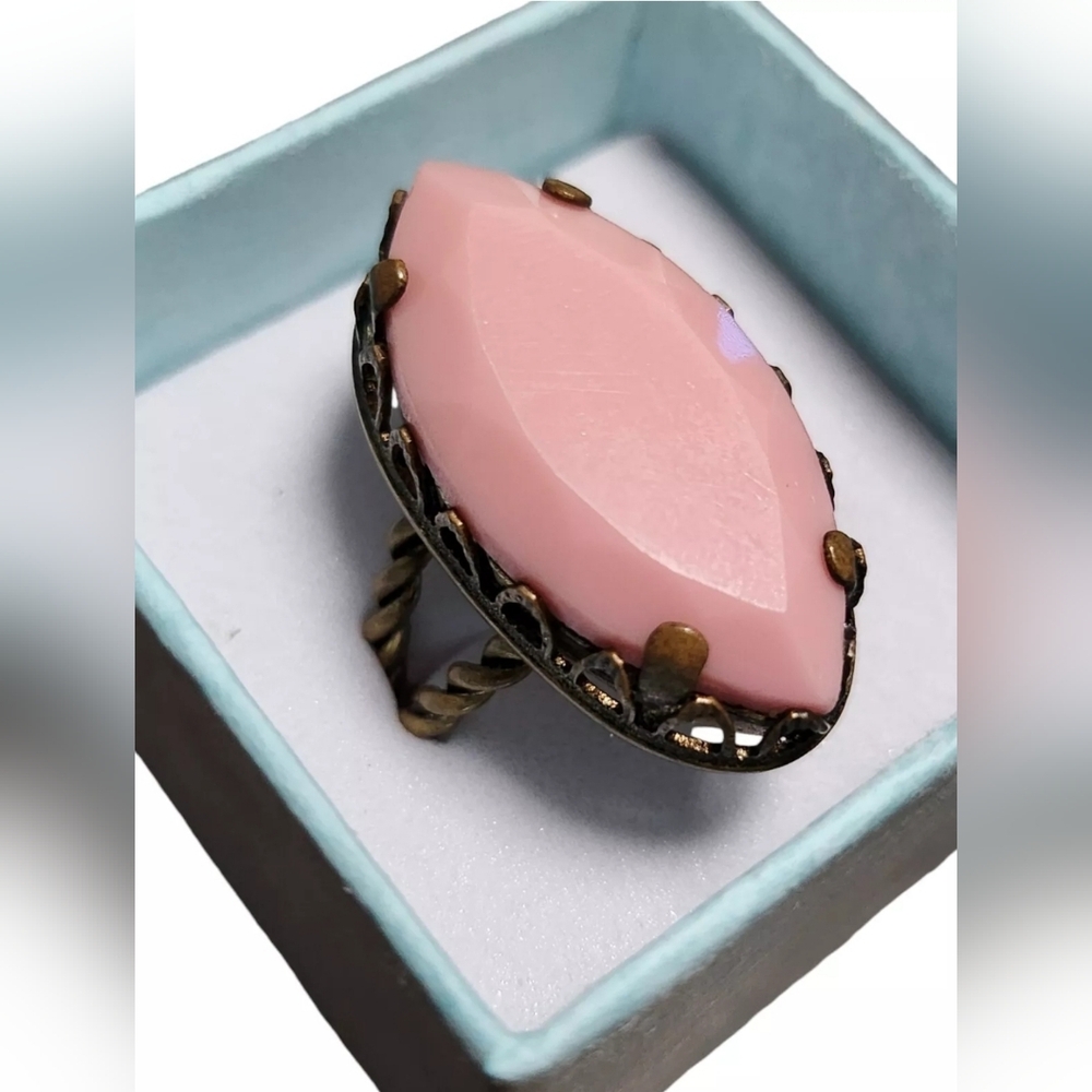 Pink Opal Copper Adjustable Ring
